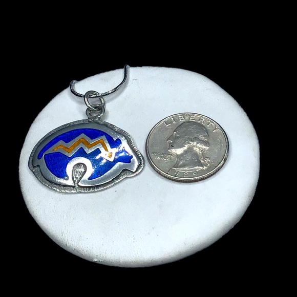 🌺Vintage Native American Sterling & Enamel Necklace - Picture 9 of 16